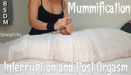 Part3 MUMMIFIED Handjob with interruption of cum for two minutes.