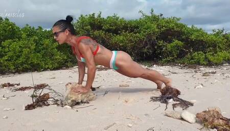 Flexing my chest on the beach (FULL VIDEO AVAILABLE ON MY OF VIP / C4S)