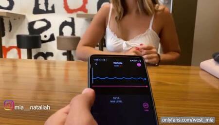 Mia Natalia tryes the Lovense DOLCE in public | Western guy & Mia Natalia videos