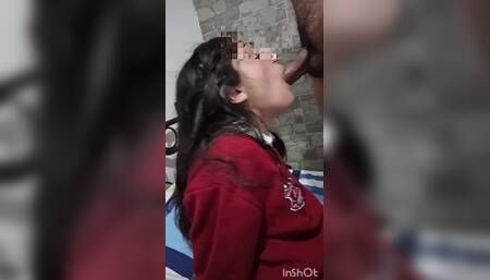 College girl gives a blowjob