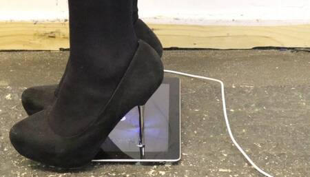 iPad crush with my black metal tipped heels and Snake Skin metal heel metal tipped stiletto high heels