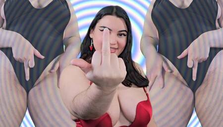 Flip Off Loser Mind Fuck Hijack - Mesmerized by Countess Wednesday into Becoming a Middle Finger Flipoff Junkie - Big Tits Titnosis, Hardcore Verbal Humiliation, Intense Degradation, VFX, SFX - MP4 1080p