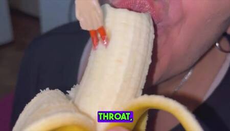 Mia giantess BBW eats a banana with her tiny