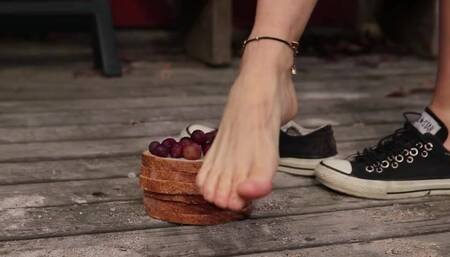 Here is your breakfast, enjoy! | Crushing Moldy Bread With Grape