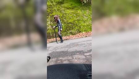 crossdresser Leather fetish Long boots Stomping Crush fetish Huge girl asian giantess