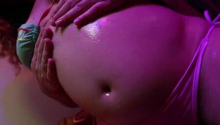 Maria Alive - BELLY FETISH - Bikini belly oiling, rolling and sloshing