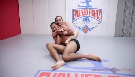 Busty Bella Rossi mixed wrestling vs Mickey Mod going interracial
