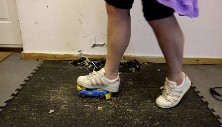 Custom- Adidas Trainers crushing a helpless toy car