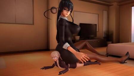 Between Two Pillars (Giantess growth animation)