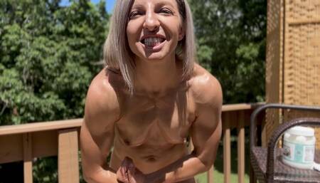 Lora Cross Does Some Nude Hard Flexing For CJ