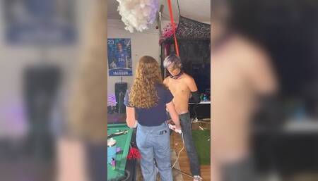 Caught by Step Sis in Self Bondage????