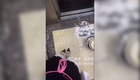 Public Gaming store super cute Ladyboy masturbate and cum on her chair