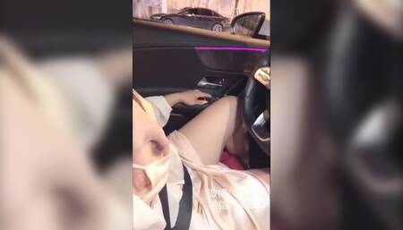 Asian Ladyboy very cute masturbating her cock at the car and outdoors with boyfriend