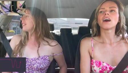 Nadia Foxx & Serenity Cox cumming hard in public drive thru with Lush remote controlled vibrators