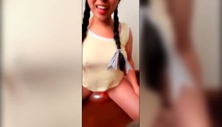 excited with a balloon