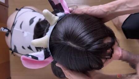 【人妻羞恥コス#2】乳牛が絶倫チンポで洪水潮吹き!! 結局ゴムを外され生ハメ大量射精! 個人撮影 ハメ撮り 日本人 素人 NTR 寝取られ スマホ撮影 オイル マッサージ コスプレ むっちり パイパン