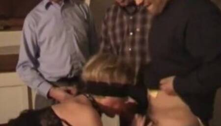 Mature Blonde Gangbanged by 4 Men
