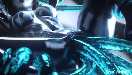 Cortana gets her pussy stretched wide open by 4 slimy rods