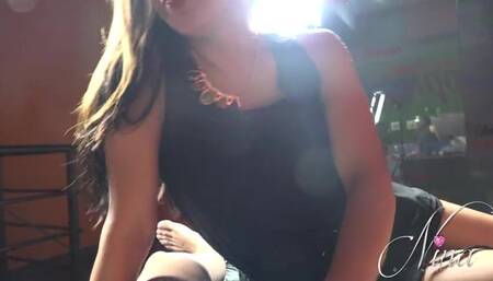 Nina sits on a guys stiff cock and rides it deep