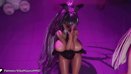 Step - Asuna, Hanako, Karine l Blue Archive MMD R-18