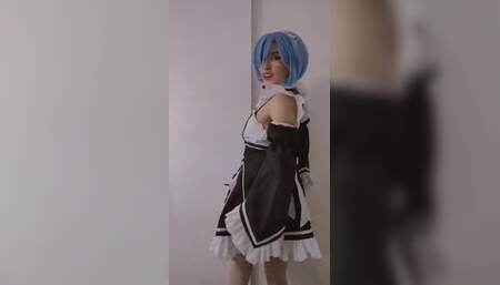 Fucking my otaku schoolgirl stepsister with Rem cosplay from re:zero