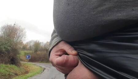 skirt and pantyhose on the road