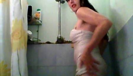 I take a shower and I get wet all dressed and then I take off and touch my