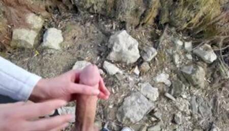 BEACH ADVENTURE| Public Cock flashing| Caught by a Runner and she makes me cum - Sheila Moore