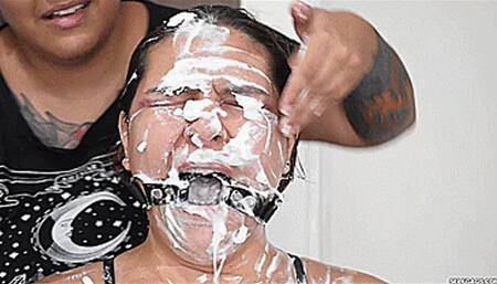 Ring Gagged And Messy Whipped Cream Humiliation (low res mp4)