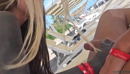 My friend and I didn't expect to see a cool guy and had sex with him on a public beach