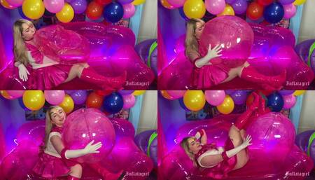 Sailor Barbie Blows Up Big Transparent Pink Beach Ball