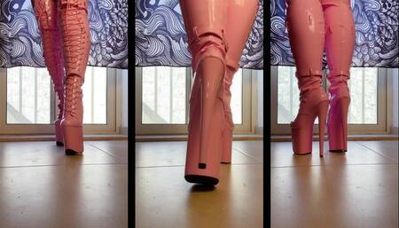 ASMR Over Knee Thigh High Heels Platform Boots Clicking