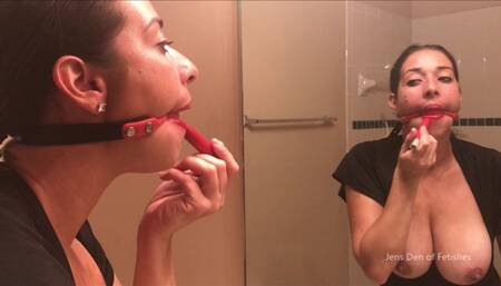 Lipstick and ball gag