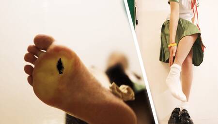 Giantess Schoolgirl Feet Crush Humiliation with Shoe, Socks & Barefoot