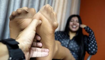 Naughty rubs and tickles in tan reinforced toe! - MOV