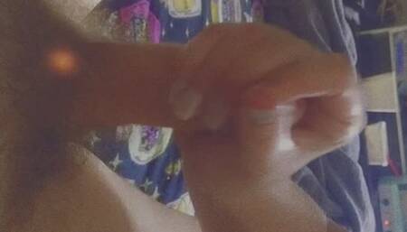 Stroking my husband's hard cock