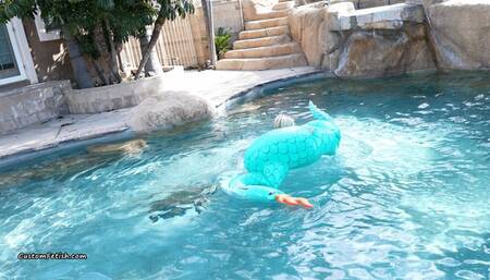 Harley Nearly Sinks Inflatable at the Pool 4K (3840x2160)