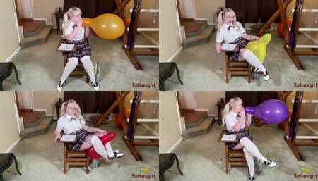 School Girl Blow to Pops And Busts Balloons In Class