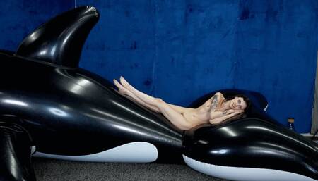 Angel W Inflates 17 foot Whale with Pump While Nude HD (1920x1080)