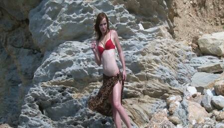 914 brunette Dominika Diamond in the rock