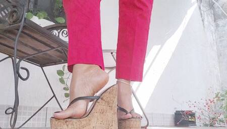 Diana Senior Dangling her sexy high heel wedges