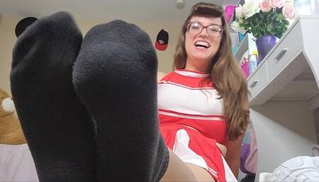 Out of Character: Liz River as Bratty Cheerleader Samantha, Foot Fetish, Smelling Shoes, Smelly socks, Bare Feet, POV