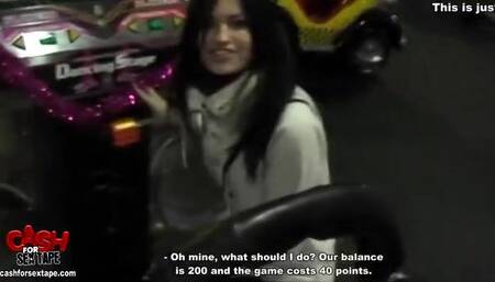 Restroom romance for little cock-teaser