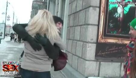 College lesbians provoked group fucking