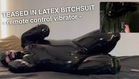 Teased in latex bitchsuit - helpless locked with remote control vibrator