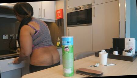 Apartment ASSCRACK: Making a Mess with DANI KRAK + tight clothes