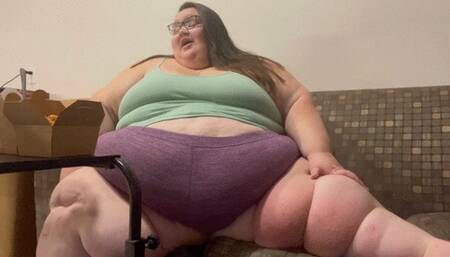 SSBBW stuffs 3 large Chinese Chicken Platters!