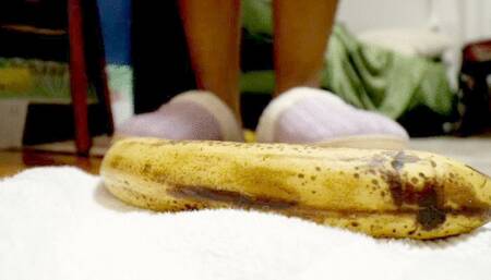Squishing some over ripe bananas with my toes