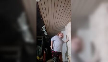 Nurse Vicki Pee Out Side at Night on Patio Oh No