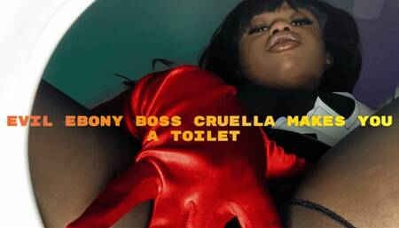 Evil Ebony Femdom Goddess Boss Cruella Makes You Her Toilet Employee And Pisses On You